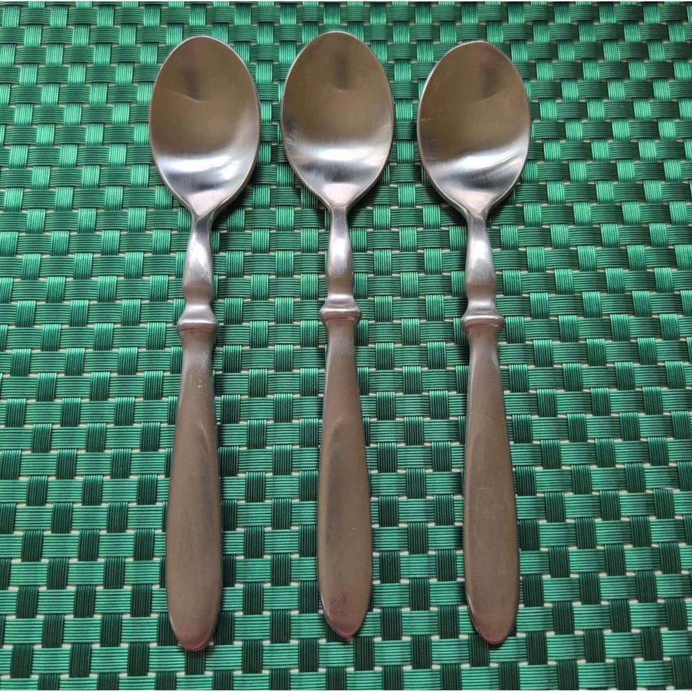 Cambridge TOWNHOUSE Teaspoons Set Lot of 3 SATIN Stainless Bistro Style SCRATCHs
